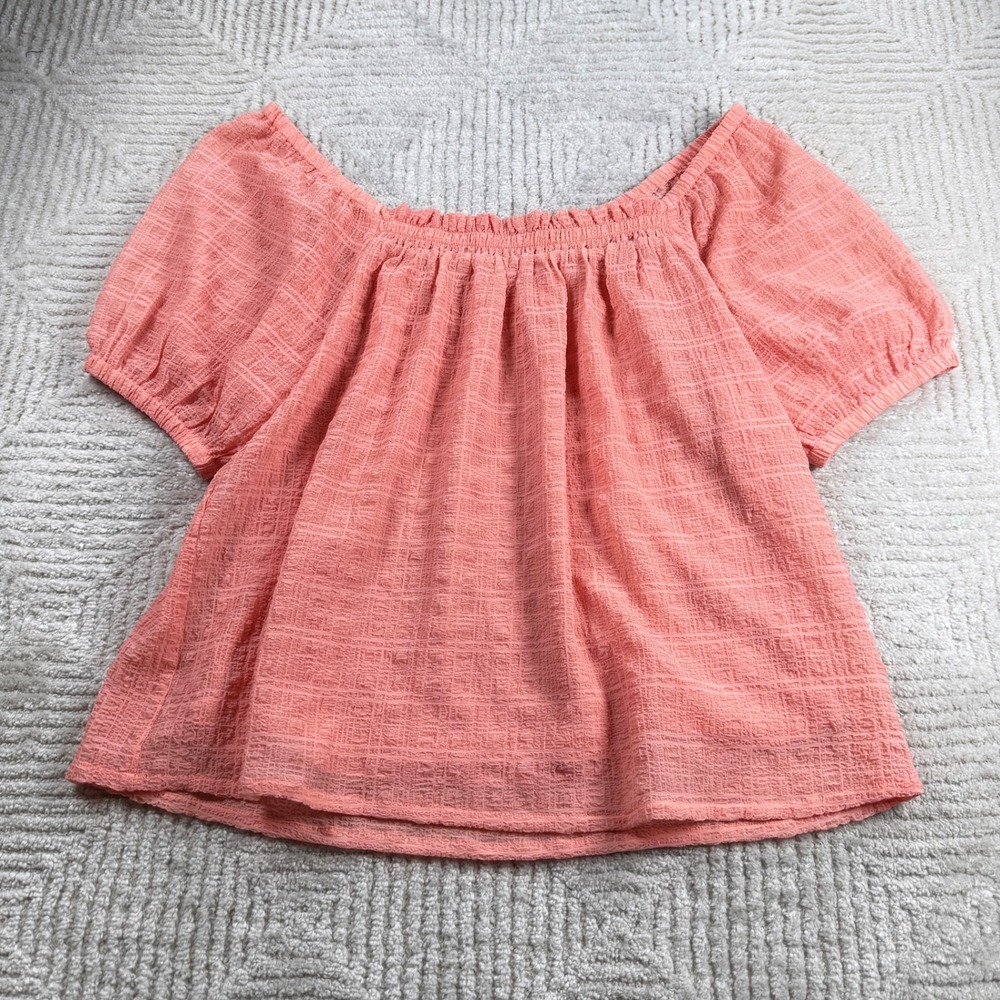 Kori Plus Blouse Women's XL Coral Pink Cottagecore Boho Peasant Girly Coastal